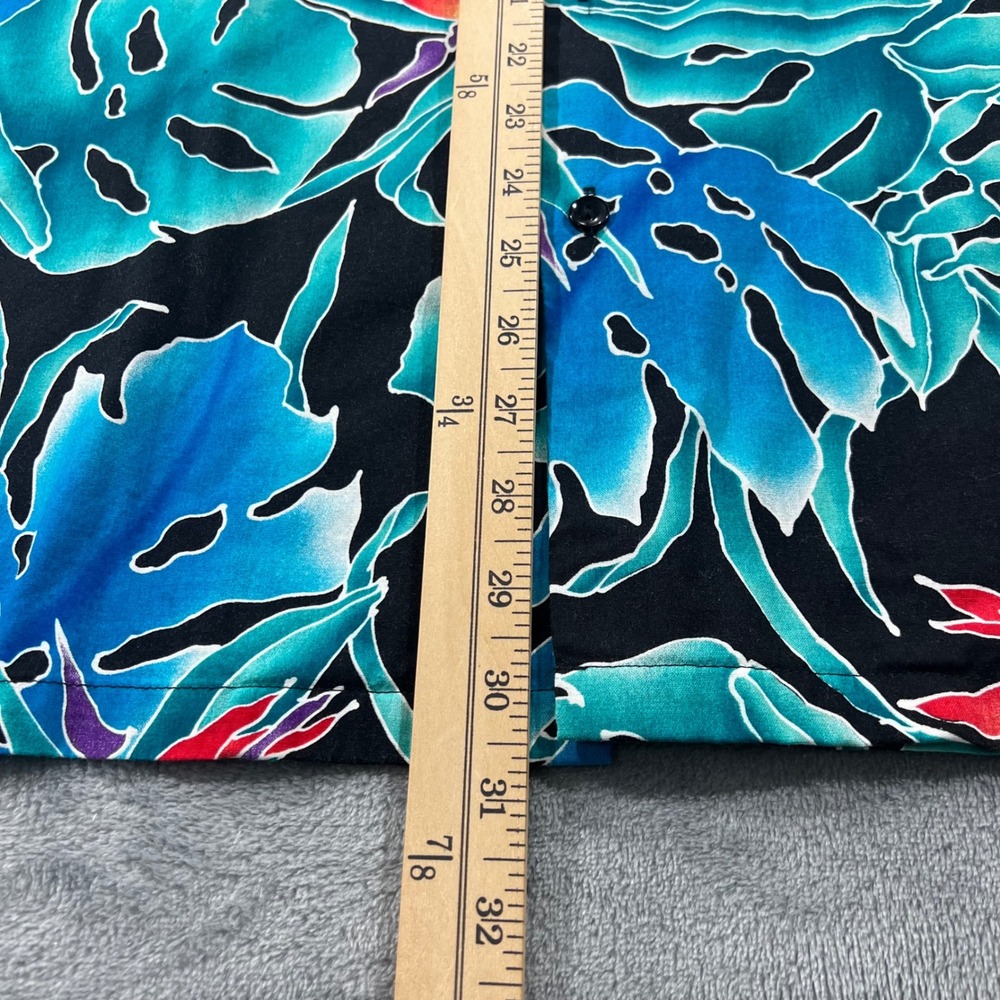 VTG Hilo Hattie Hawaiian Shirt Mens XL Blue Teal Monstera Bird of Paradise - Picture 4 of 7
